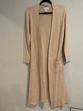 Long open front Cardigan  Sweater - Tan